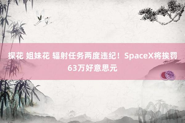 探花 姐妹花 辐射任务两度违纪！SpaceX将挨罚63万好意思元