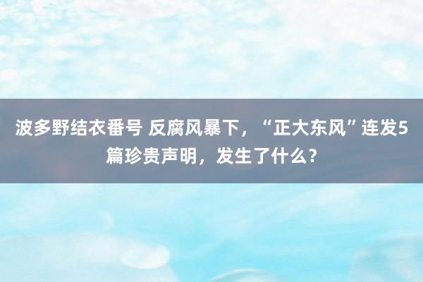 波多野结衣番号 反腐风暴下，“正大东风”连发5篇珍贵声明，发生了什么？