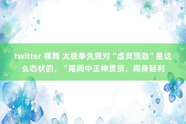 twitter 裸舞 太极拳先贤对“虚灵顶劲”是这么态状的，“尾闾中正神贯顶，周身轻利