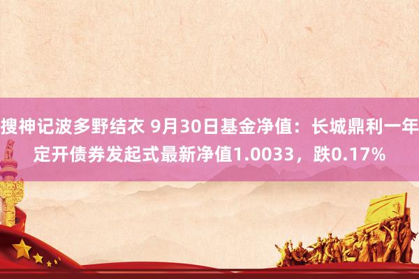 搜神记波多野结衣 9月30日基金净值：长城鼎利一年定开债券发起式最新净值1.0033，跌0.17%