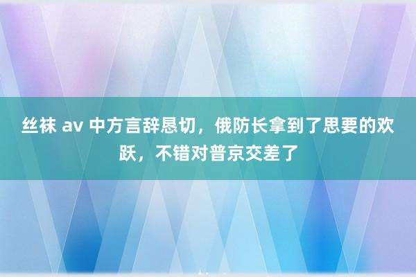 丝袜 av 中方言辞恳切，俄防长拿到了思要的欢跃，不错对普京交差了