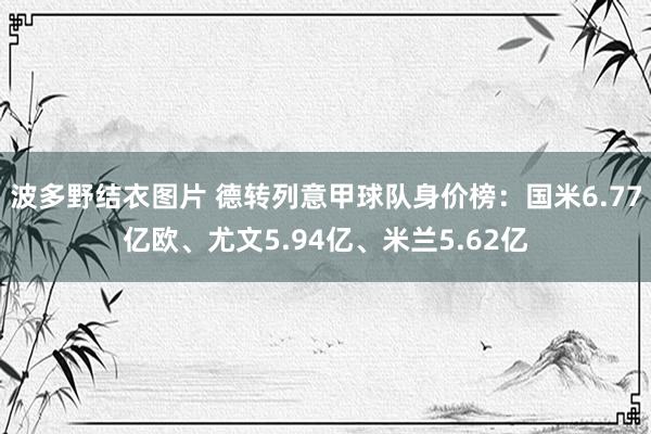 波多野结衣图片 德转列意甲球队身价榜：国米6.77亿欧、尤文5.94亿、米兰5.62亿