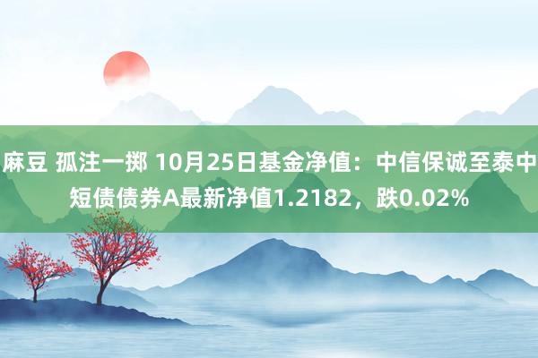 麻豆 孤注一掷 10月25日基金净值：中信保诚至泰中短债债券A最新净值1.2182，跌0.02%