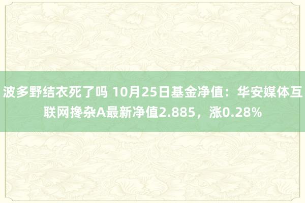 波多野结衣死了吗 10月25日基金净值：华安媒体互联网搀杂A最新净值2.885，涨0.28%