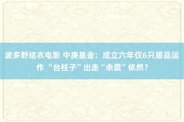 波多野结衣电影 中庚基金：成立六年仅6只居品运作 “台柱子”出走“余震”依然？