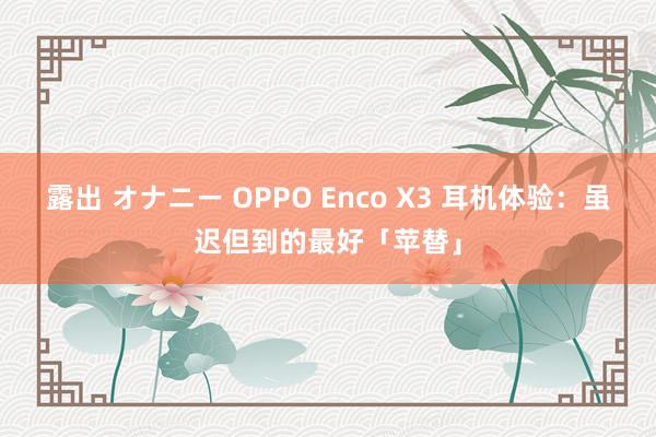 露出 オナニー OPPO Enco X3 耳机体验：虽迟但到的最好「苹替」