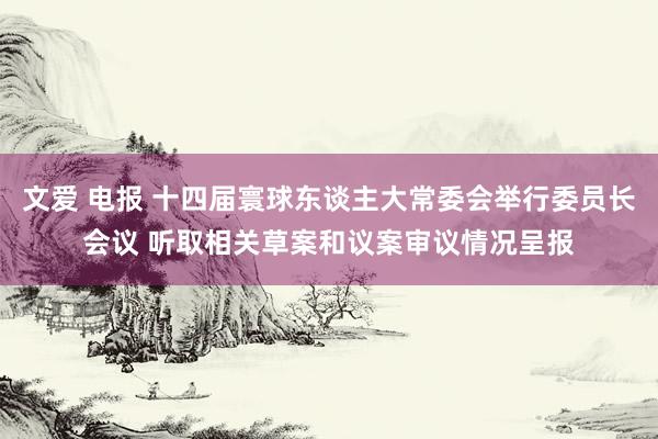 文爱 电报 十四届寰球东谈主大常委会举行委员长会议 听取相关草案和议案审议情况呈报