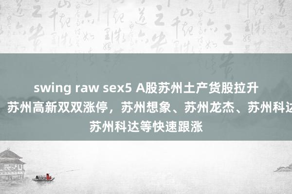 swing raw sex5 A股苏州土产货股拉升，苏州固锝、苏州高新双双涨停，苏州想象、苏州龙杰、苏州科达等快速跟涨