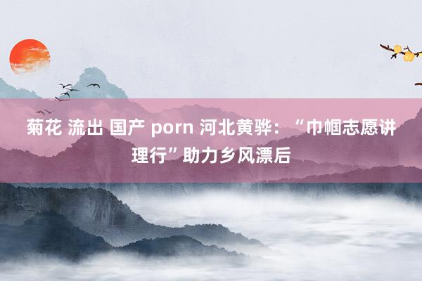 菊花 流出 国产 porn 河北黄骅：“巾帼志愿讲理行”助力乡风漂后