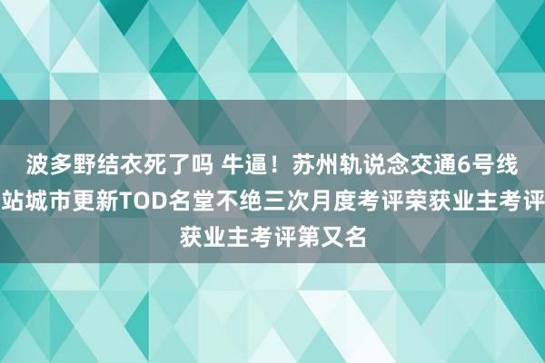 波多野结衣死了吗 牛逼！苏州轨说念交通6号线悬桥巷站城市更新TOD名堂不绝三次月度考评荣获业主考评第又名