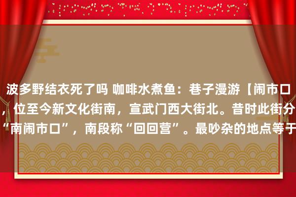 波多野结衣死了吗 咖啡水煮鱼：巷子漫游【闹市口南街】————闹市口南街，位至今新文化街南，宣武门西大街北。昔时此街分为两段，北段称“南闹市口”，南段称“回回营”。最吵杂的地点等于南闹市口，那是条很窄的街说念，但很热...