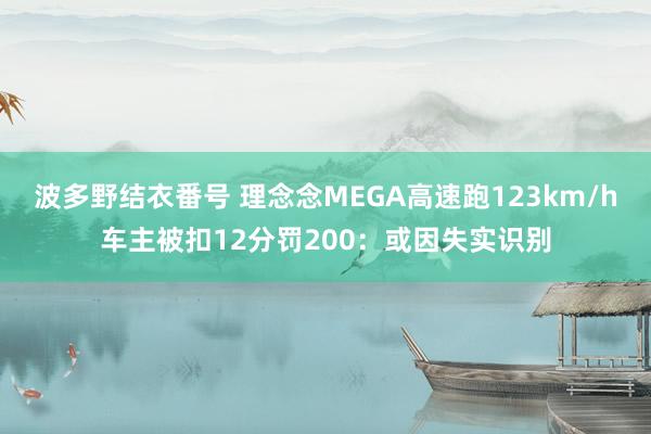 波多野结衣番号 理念念MEGA高速跑123km/h车主被扣12分罚200：或因失实识别