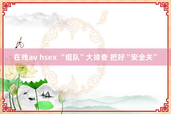 在线av hsex “组队”大排查 把好“安全关”