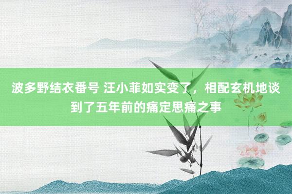 波多野结衣番号 汪小菲如实变了，相配玄机地谈到了五年前的痛定思痛之事