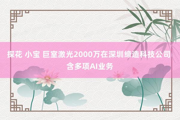 探花 小宝 巨室激光2000万在深圳缔造科技公司 含多项AI业务