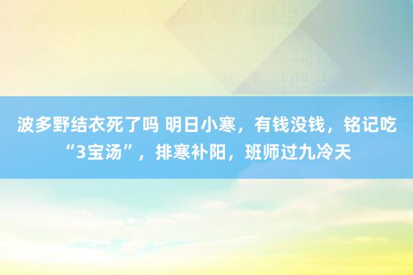 波多野结衣死了吗 明日小寒，有钱没钱，铭记吃“3宝汤”，排寒补阳，班师过九冷天