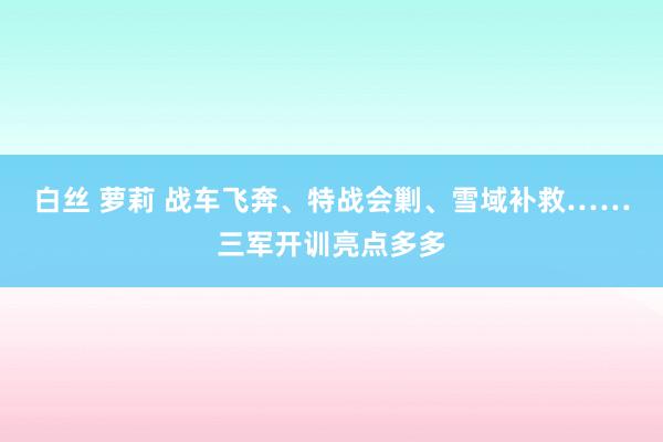 白丝 萝莉 战车飞奔、特战会剿、雪域补救……三军开训亮点多多