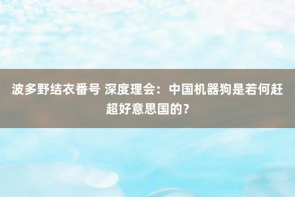 波多野结衣番号 深度理会：中国机器狗是若何赶超好意思国的？