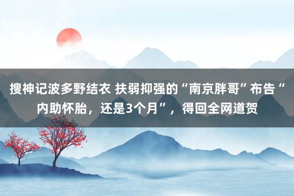 搜神记波多野结衣 扶弱抑强的“南京胖哥”布告“内助怀胎，还是3个月”，得回全网道贺