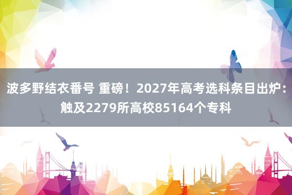 波多野结衣番号 重磅！2027年高考选科条目出炉：触及2279所高校85164个专科