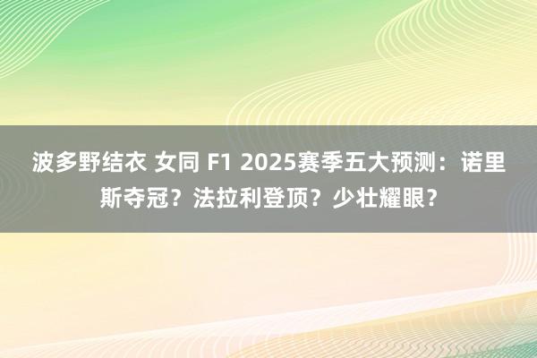 波多野结衣 女同 F1 2025赛季五大预测：诺里斯夺冠？法拉利登顶？少壮耀眼？