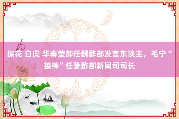 探花 白虎 华春莹卸任酬酢部发言东谈主，毛宁“接棒”任酬酢部新闻司司长